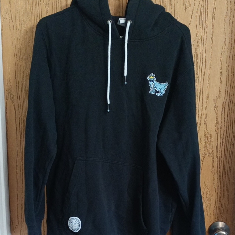 Men's Black Hoodie with Embroidered Patch